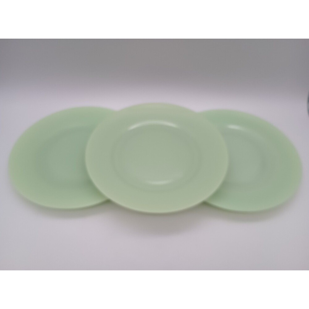 Set Of 3 Jadeite 8.25 Inch Salad Plates Unmarked